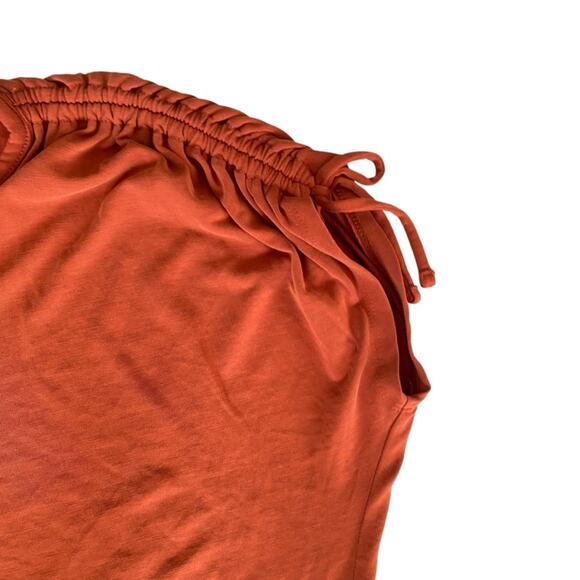 Simply Vera by Vera Wang: Rust Brown V Neck Top with Shoulder Ties size XS - Picture 4 of 6